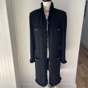St. John Black Fringed Blazer Coat